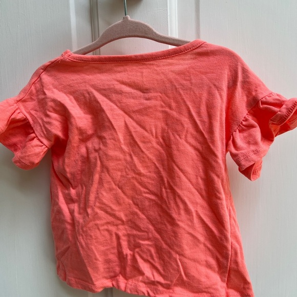 Okie Dokie 18M Vacay Mode Orange/Pink Flutter Short Sleeve Shirt Blouse - Picture 2 of 3